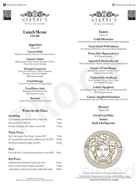 versace mansion miami menu|versace mansion miami reservations.